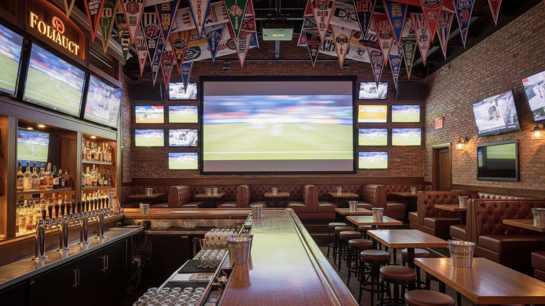 rowdy sports bar interior